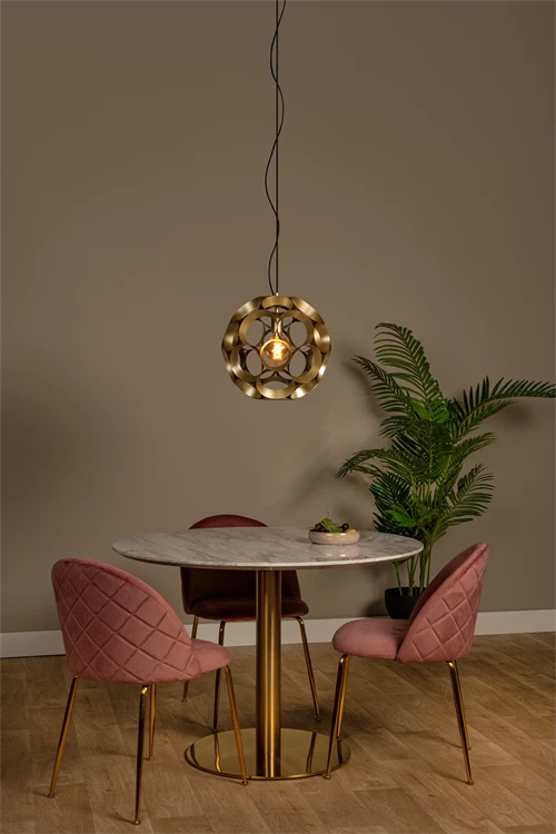 Lucide HANNELORE - Pendant light - Ø 40 cm - 1xE27 - Matt Gold / Brass - atmosphere 1